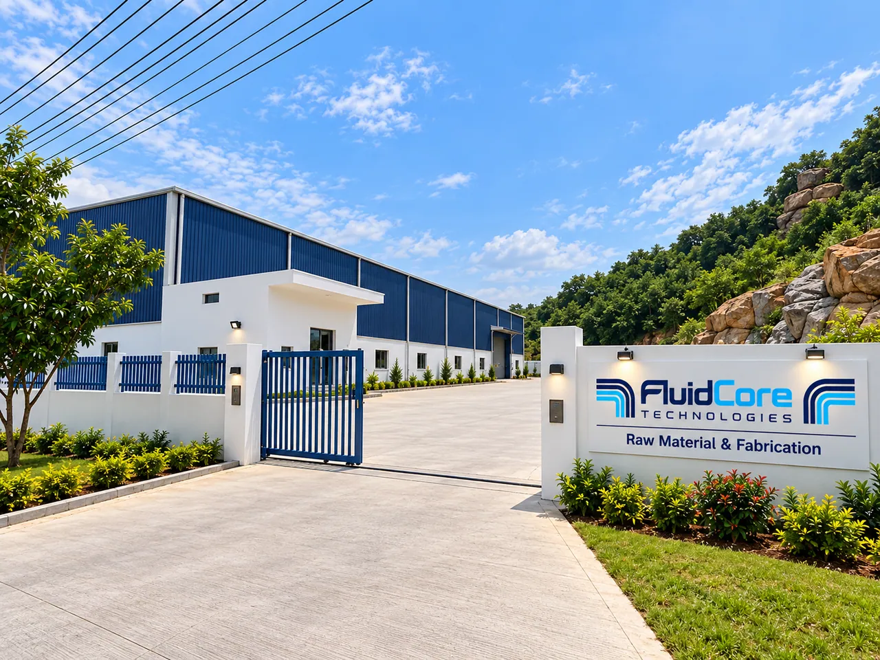 Manufacturing shed for raw material storage and fabrication